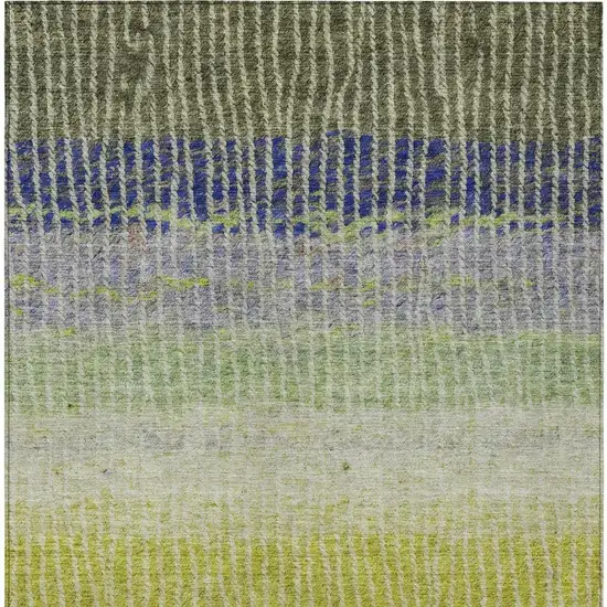 Olive Green Red And Purple Striped Washable Indoor Outdoor Area Rug Photo 7