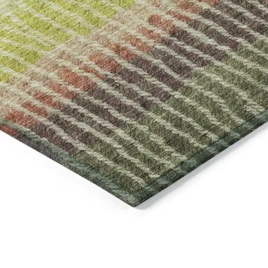 Olive Green Red And Purple Striped Washable Indoor Outdoor Area Rug Photo 6