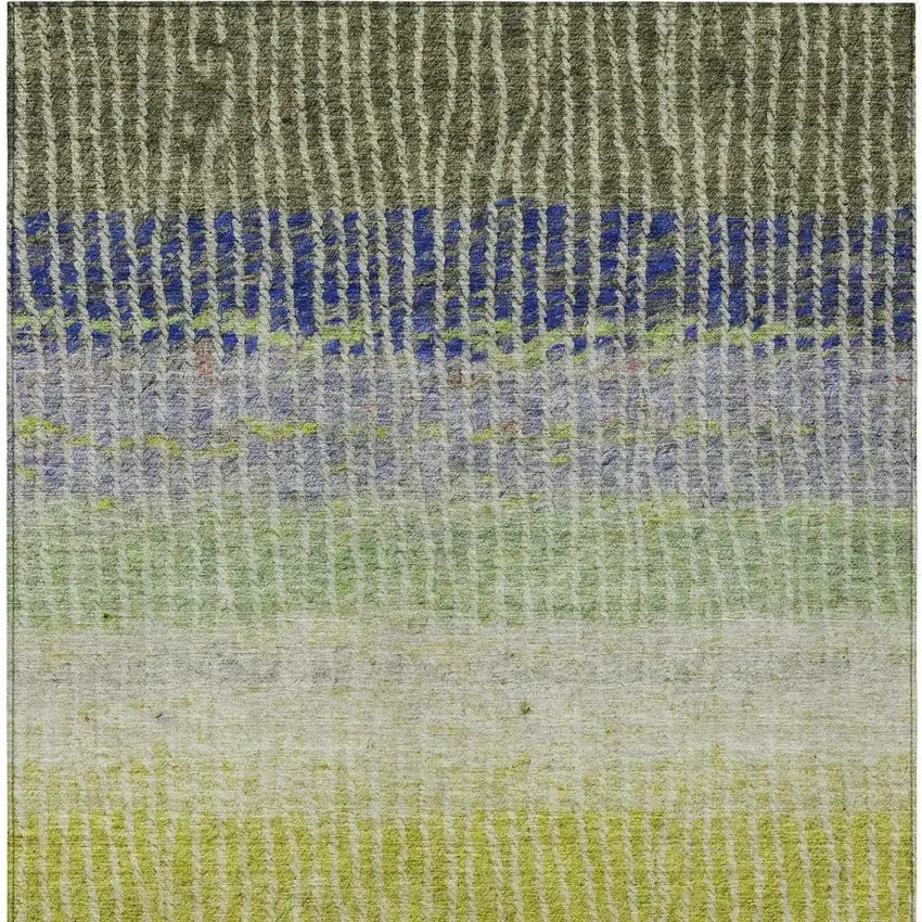 Olive Green Red And Purple Striped Washable Indoor Outdoor Area Rug Photo 7