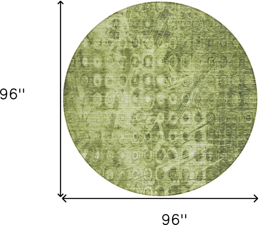 Olive Green Round Ikat Washable Non Skid Indoor Outdoor Area Rug Photo 3