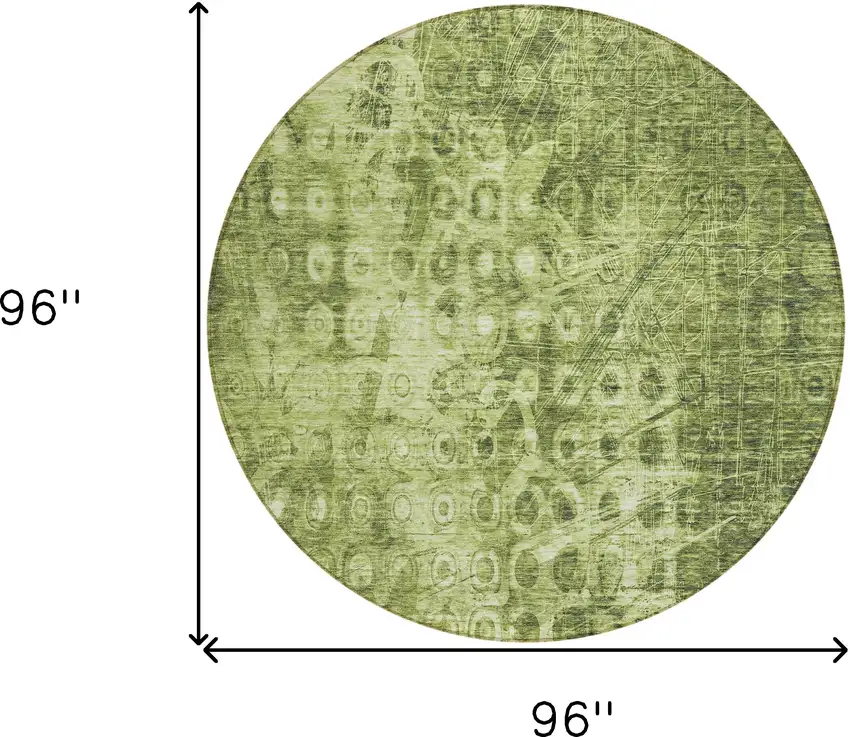 Olive Green Round Ikat Washable Non Skid Indoor Outdoor Area Rug Photo 3