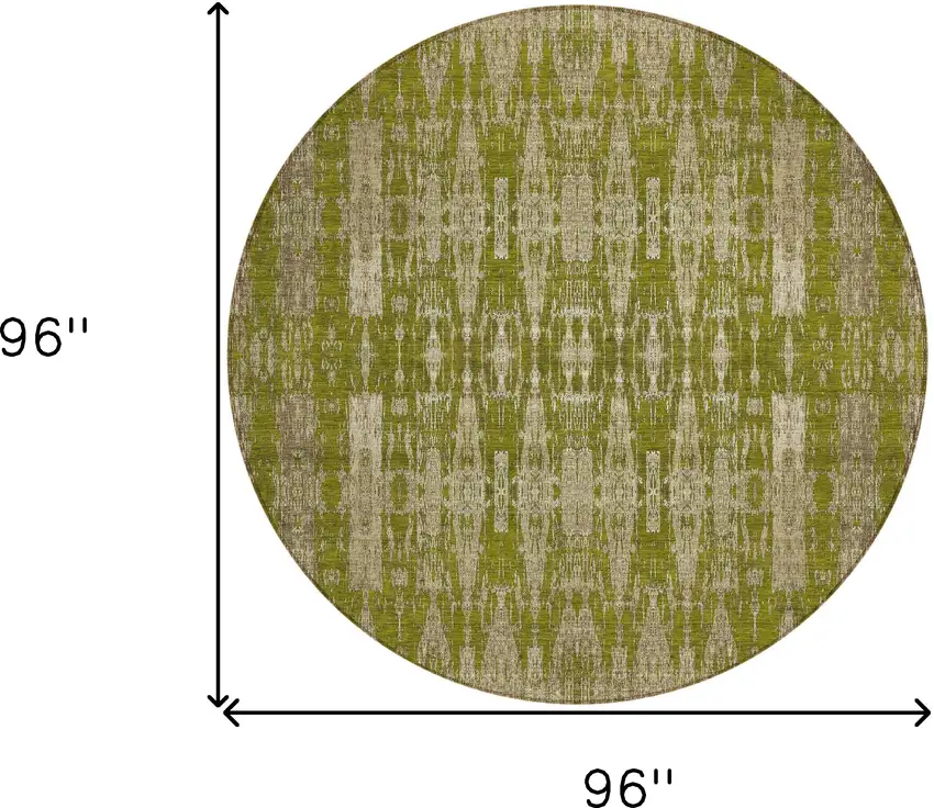 Olive Green Round Moroccan Washable Non Skid Indoor Outdoor Area Rug Photo 3