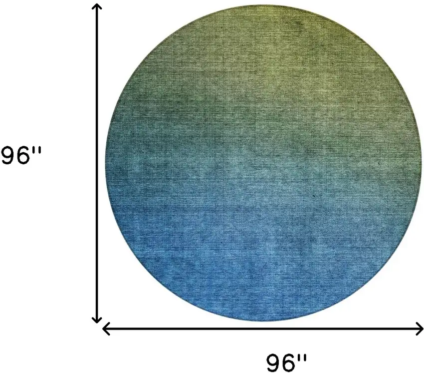 Olive Green Round Ombre Washable Non Skid Indoor Outdoor Area Rug Photo 3