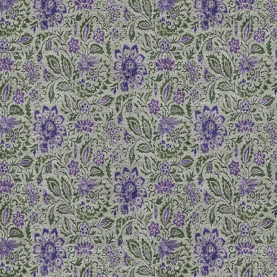 Olive Green Sage And Purple Floral Washable Indoor Outdoor Area Rug Photo 5