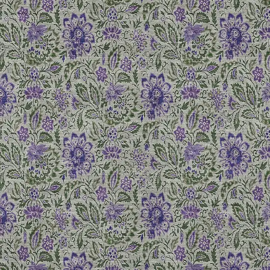 Olive Green Sage And Purple Floral Washable Indoor Outdoor Area Rug Photo 5