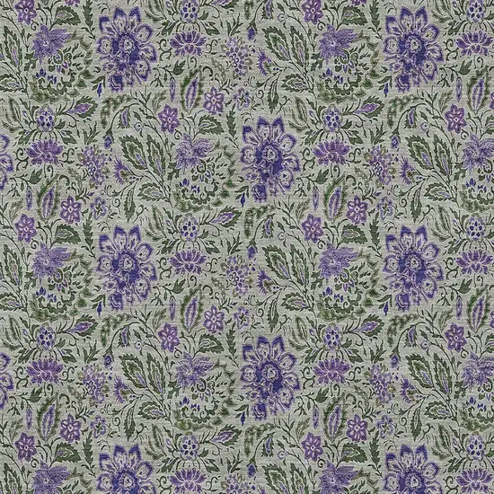 Olive Green Sage And Purple Floral Washable Indoor Outdoor Area Rug Photo 5