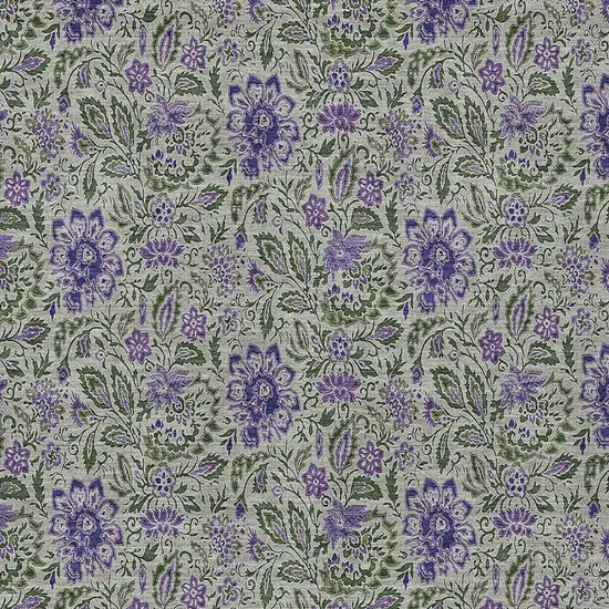Olive Green Sage And Purple Floral Washable Indoor Outdoor Area Rug Photo 5