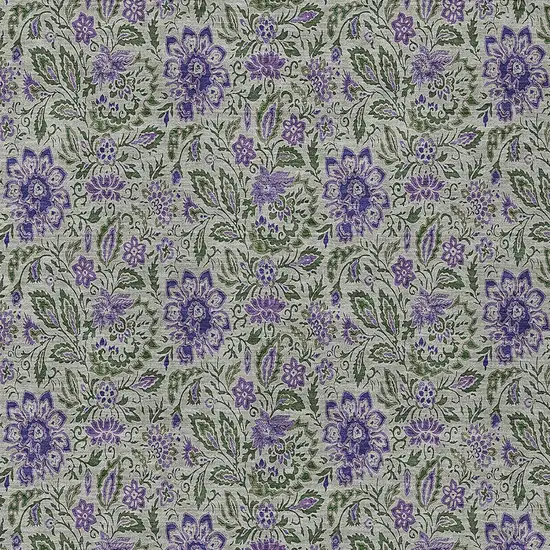 Olive Green Sage And Purple Floral Washable Indoor Outdoor Area Rug Photo 5