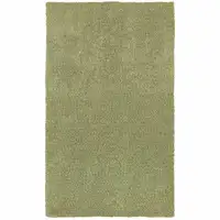 Photo of Olive Green Shag Tufted Handmade Stain Resistant Area Rug