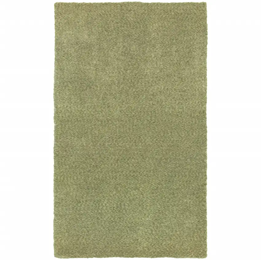 Olive Green Shag Tufted Handmade Stain Resistant Area Rug Photo 1