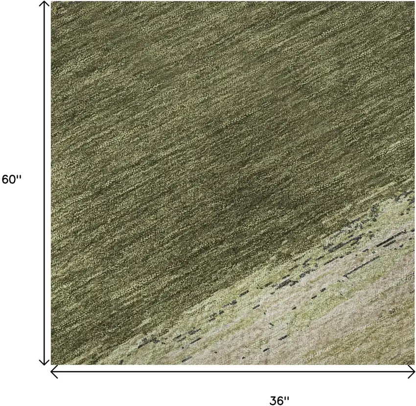 Olive Green Silver And Brown Abstract Washable Area Rug With UV Protection Photo 8