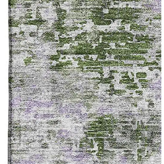 Olive Green Silver And Gray Abstract Washable Area Rug With UV Protection Photo 3