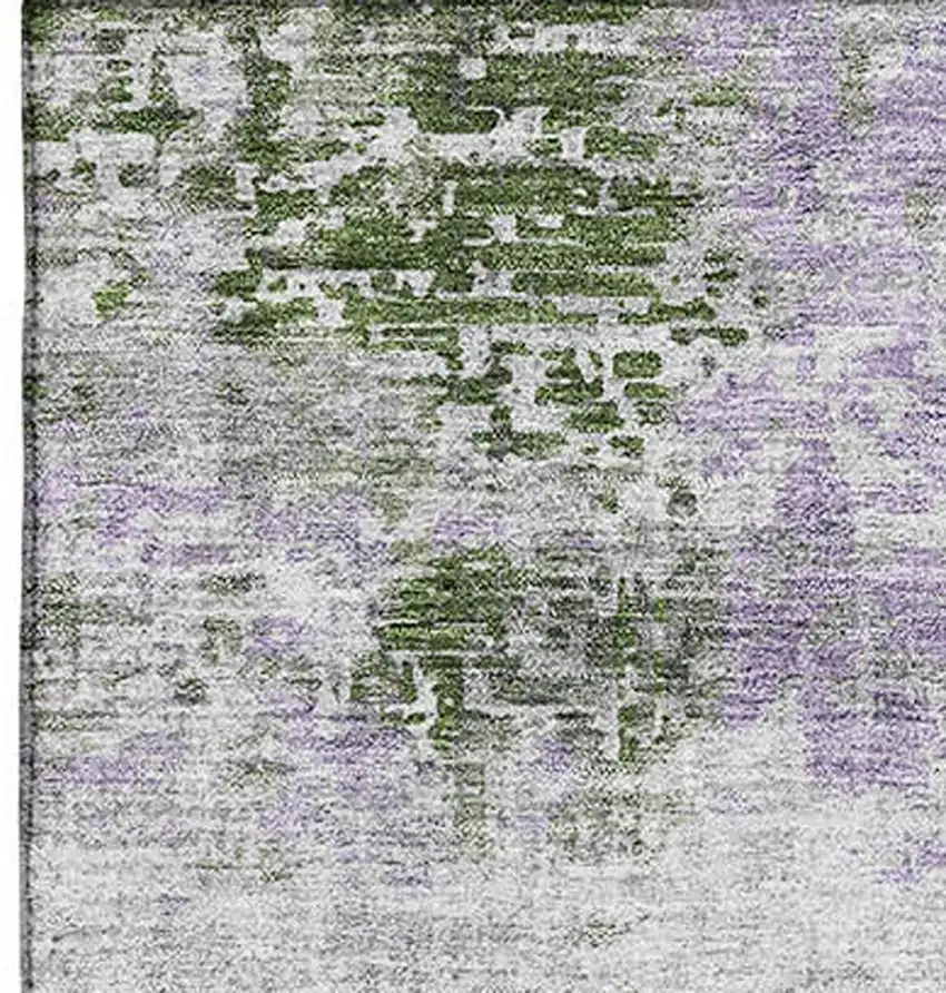Olive Green Silver And Gray Abstract Washable Area Rug With UV Protection Photo 4
