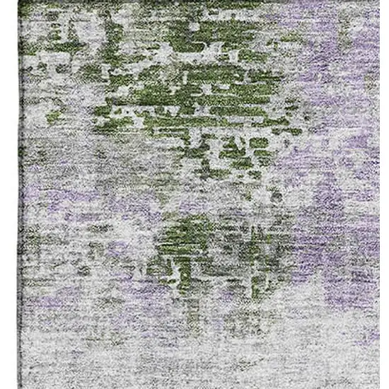 Olive Green Silver And Gray Abstract Washable Area Rug With UV Protection Photo 4