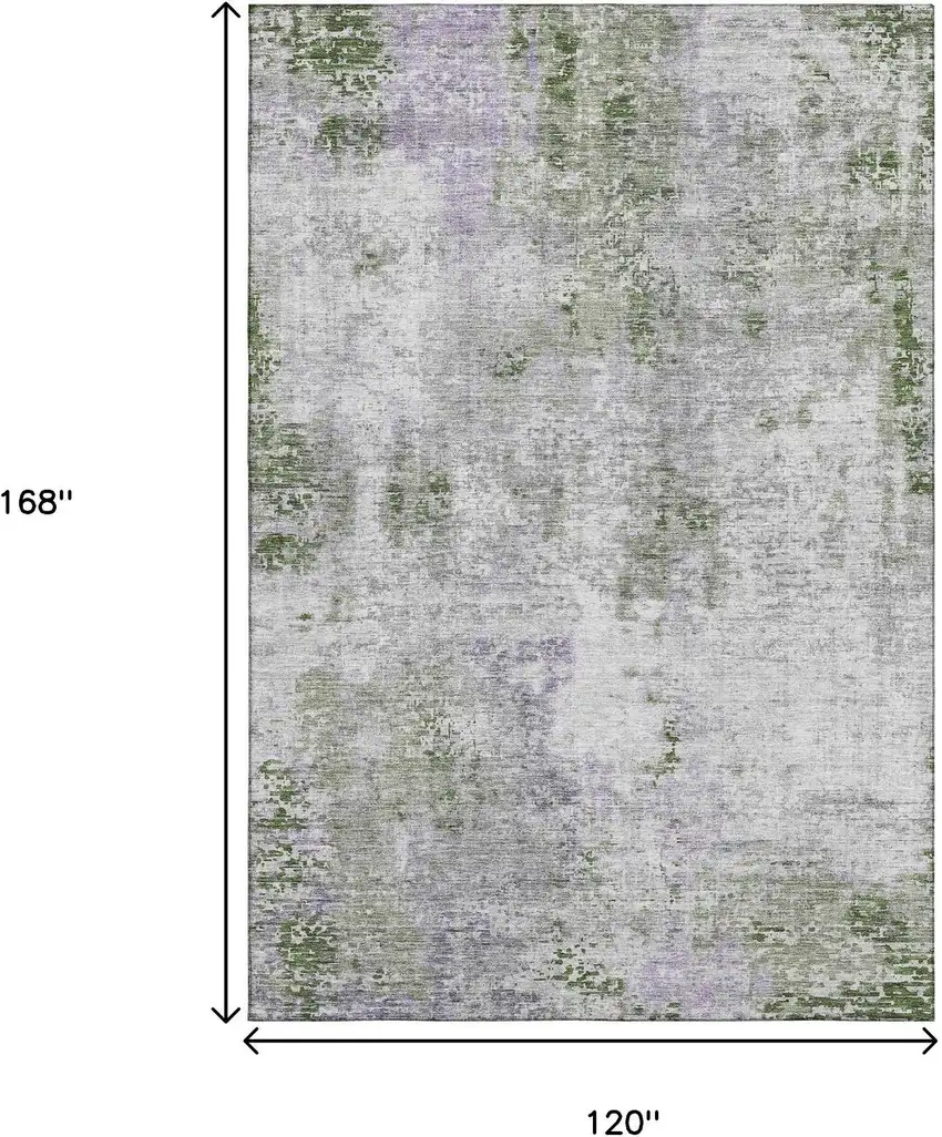 Olive Green Silver And Gray Abstract Washable Area Rug With UV Protection Photo 3