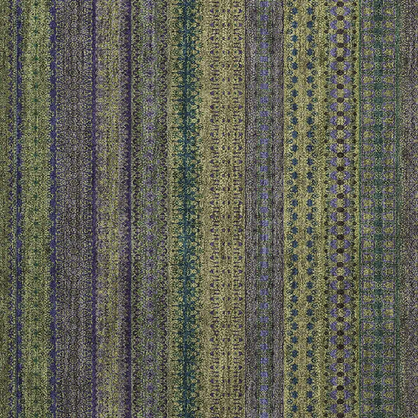 Olive Green Striped Washable Non Skid Indoor Outdoor Area Rug Photo 6