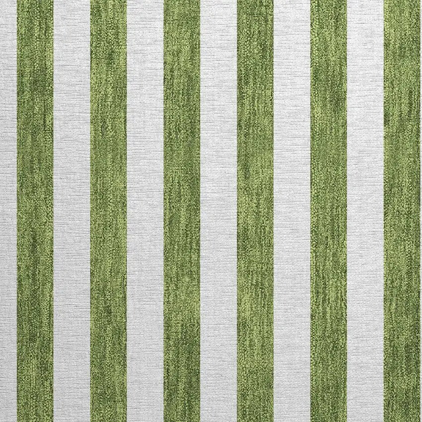 Olive Green Striped Washable Non Skid Indoor Outdoor Area Rug Photo 6