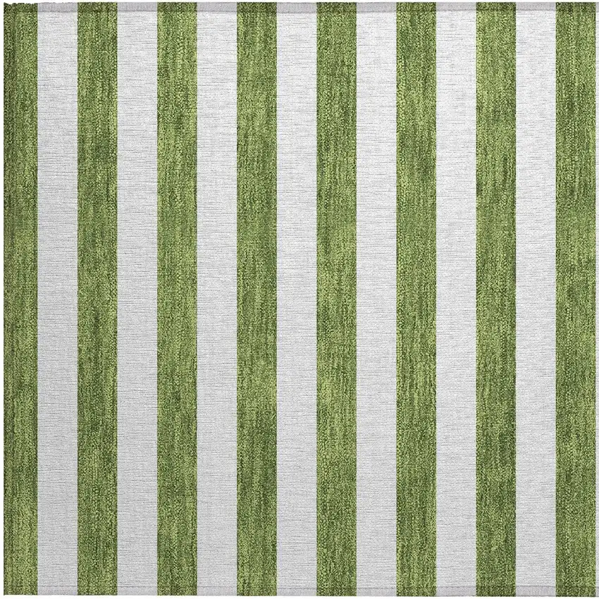 Olive Green Striped Washable Non Skid Indoor Outdoor Area Rug Photo 7