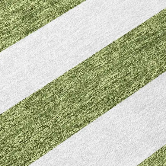 Olive Green Striped Washable Non Skid Indoor Outdoor Area Rug Photo 8