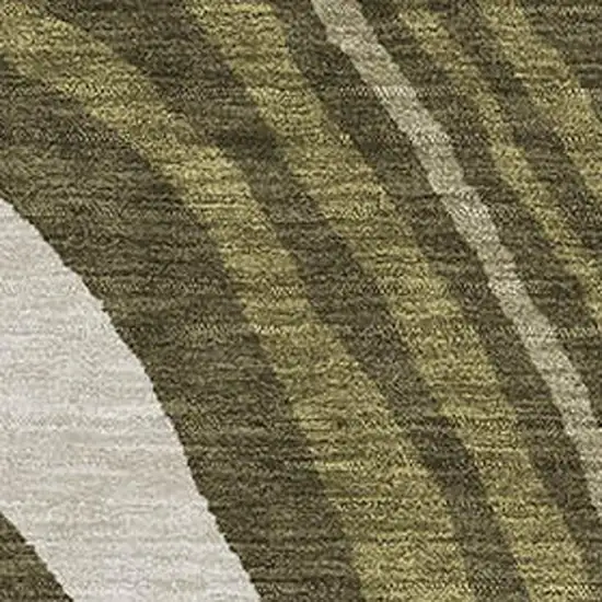 Olive Green Wheat And Ivory Abstract Washable Area Rug With UV Protection Photo 2