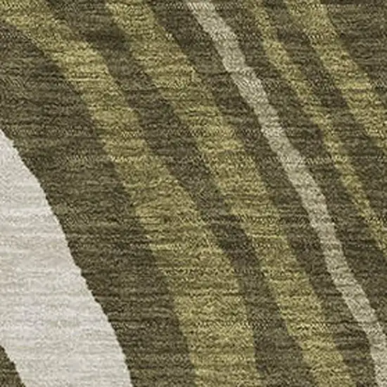 Olive Green Wheat And Ivory Abstract Washable Area Rug With UV Protection Photo 2