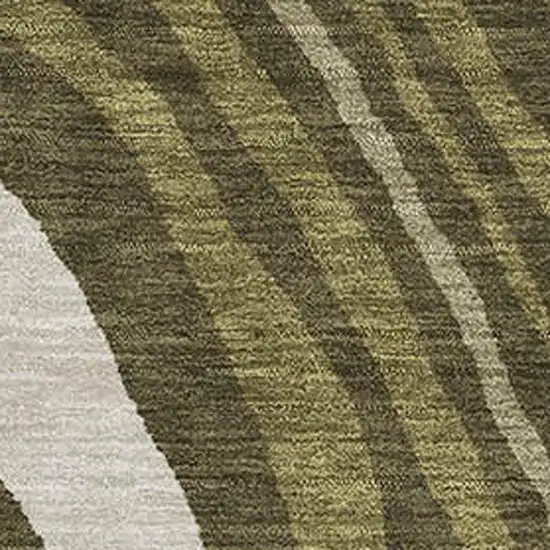 Olive Green Wheat And Ivory Abstract Washable Area Rug With UV Protection Photo 2