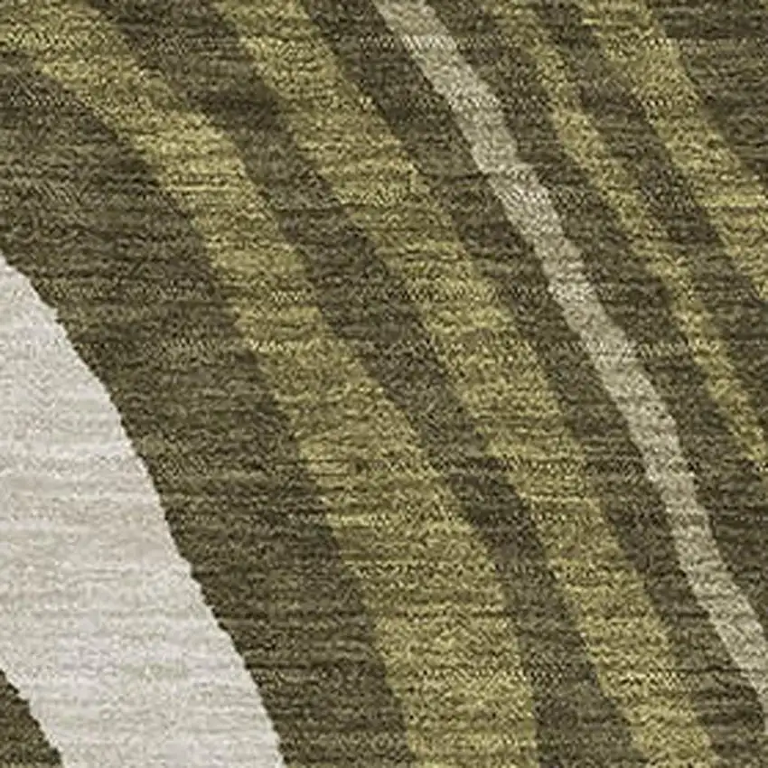 Olive Green Wheat And Ivory Abstract Washable Area Rug With UV Protection Photo 2