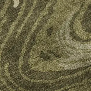 Photo of Olive Green Wheat And Ivory Abstract Washable Area Rug With UV Protection