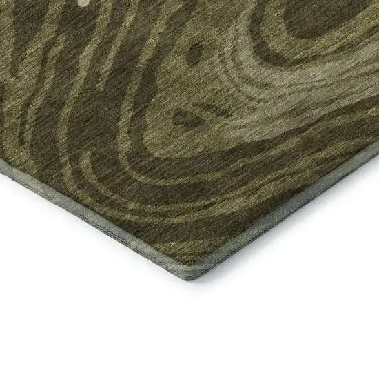 Olive Green Wheat And Ivory Abstract Washable Area Rug With UV Protection Photo 6