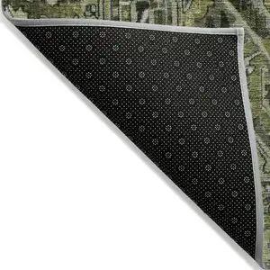 Photo of Olive Green and Dark Green Oriental Washable Non Skid Indoor Outdoor Area Rug