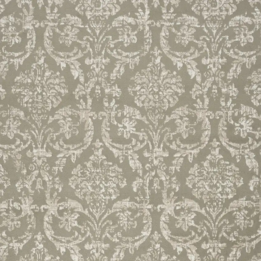 Olive Green and Ivory Damask Distressed Non Skid Area Rug Photo 7
