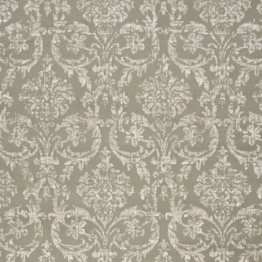 Olive Green and Ivory Damask Distressed Non Skid Area Rug Photo 9