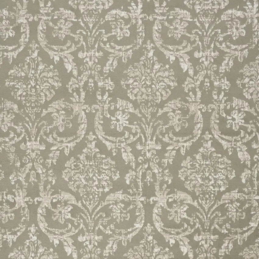 Olive Green and Ivory Damask Distressed Non Skid Area Rug Photo 6