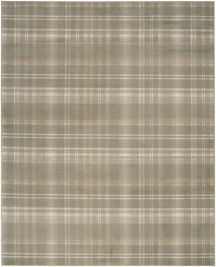 Olive Green and Ivory Plaid Area Rug Photo 5
