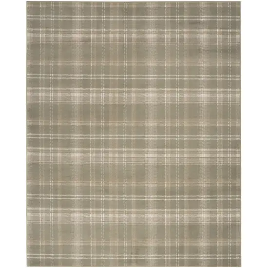 Olive Green and Ivory Plaid Area Rug Photo 1