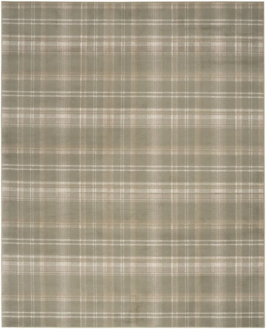 Olive Green and Ivory Plaid Area Rug Photo 1