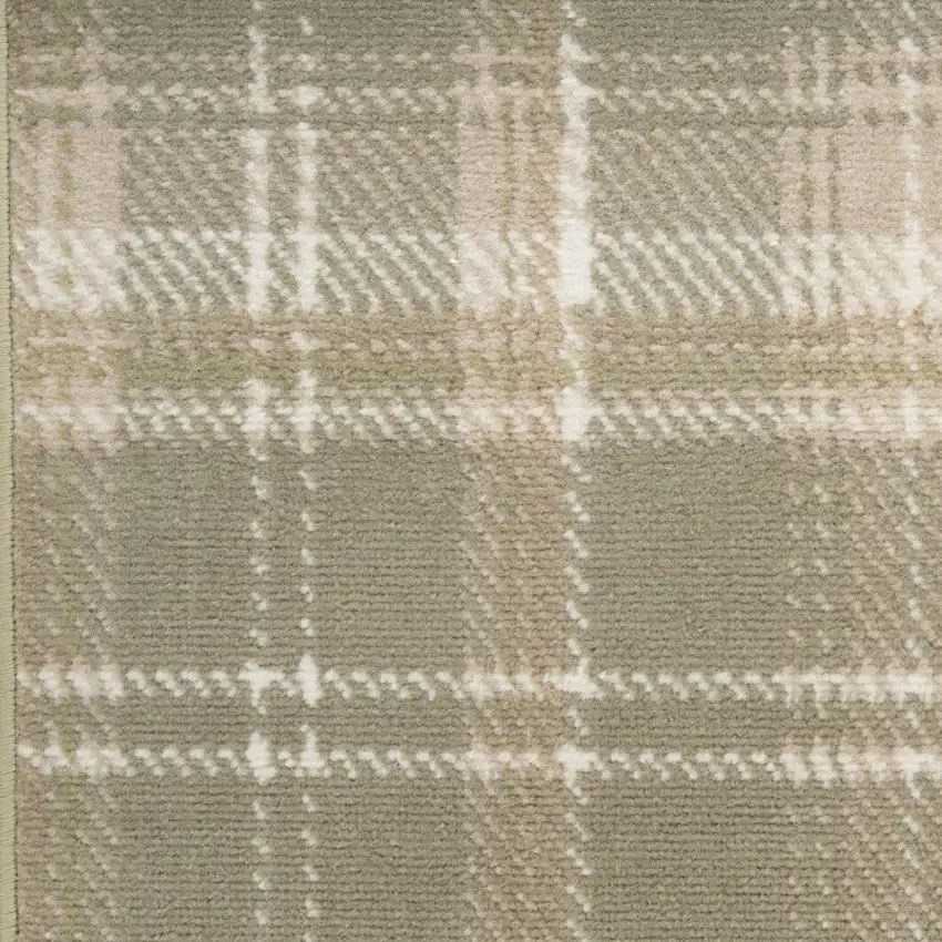 Olive Green and Ivory Plaid Area Rug Photo 6