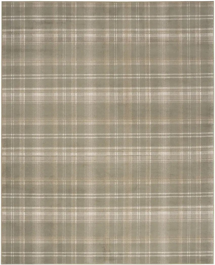 Olive Green and Ivory Plaid Area Rug Photo 2