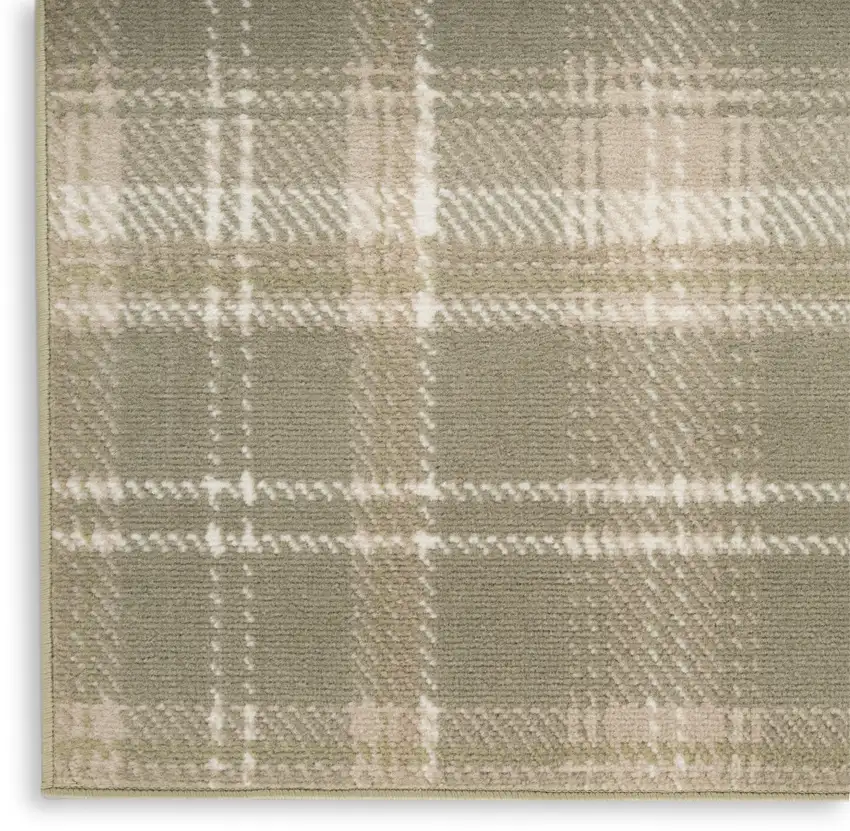 Olive Green and Ivory Plaid Area Rug Photo 8