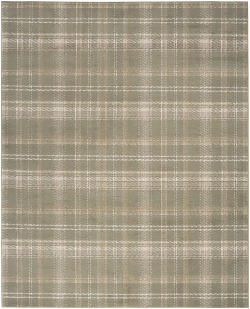 Olive Green and Ivory Plaid Area Rug Photo 5