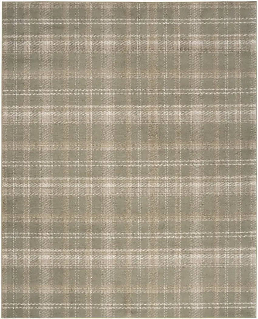 Olive Green and Ivory Plaid Area Rug Photo 2