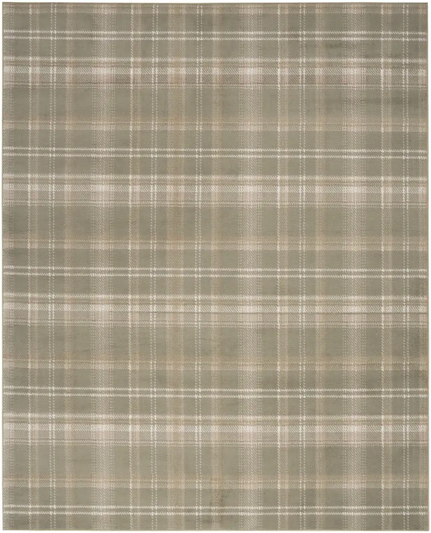 Olive Green and Ivory Plaid Area Rug Photo 1