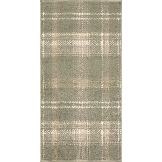 Olive Green and Ivory Plaid Area Rug Photo 1