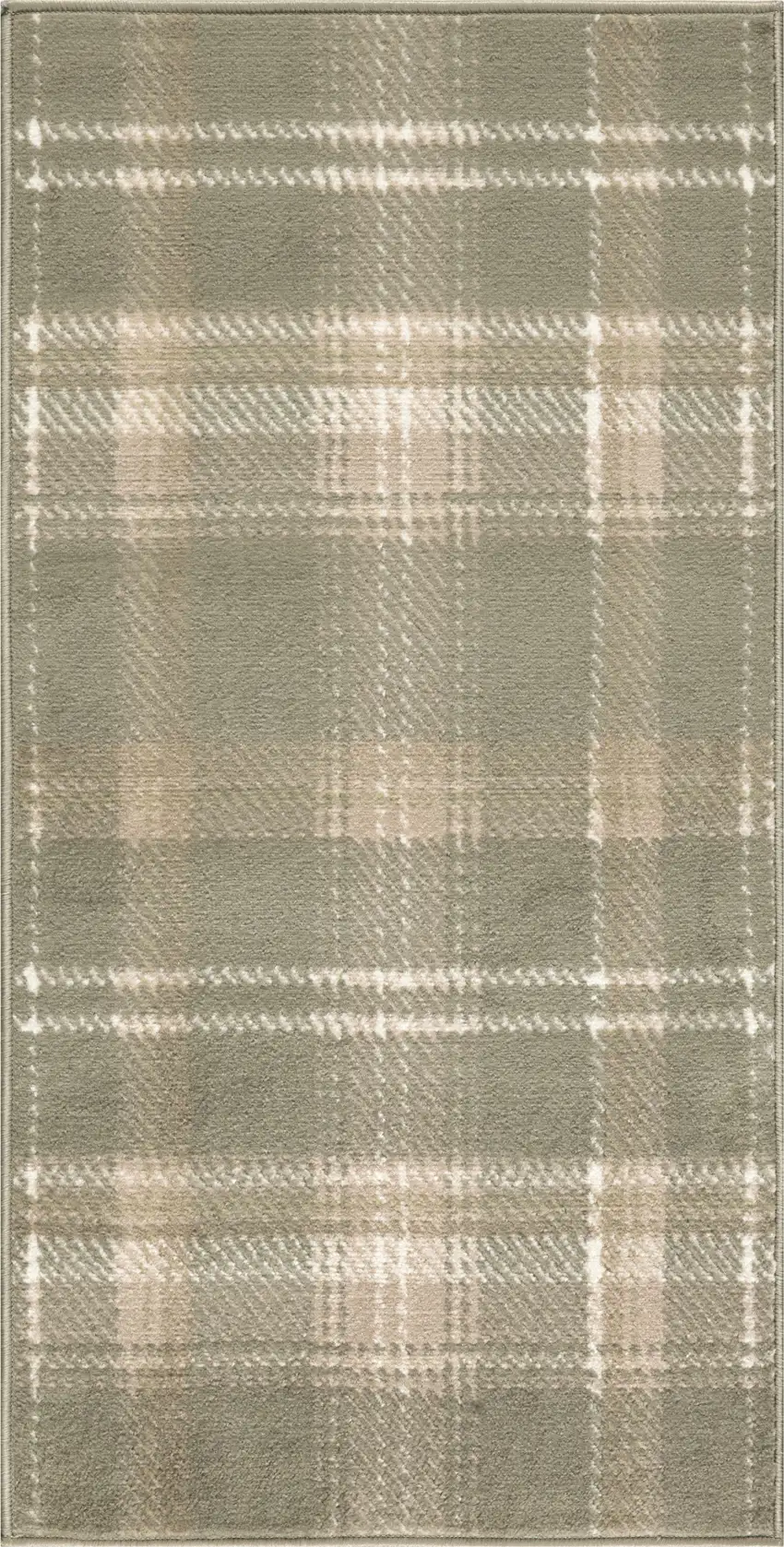 Olive Green and Ivory Plaid Area Rug Photo 1