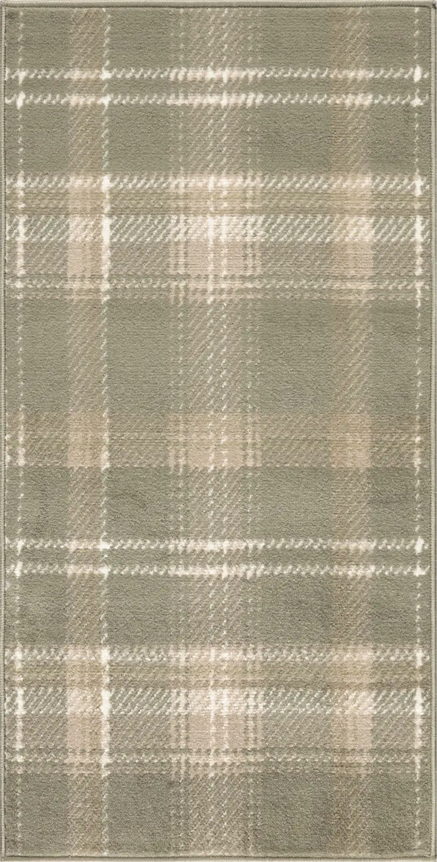 Olive Green and Ivory Plaid Area Rug Photo 3