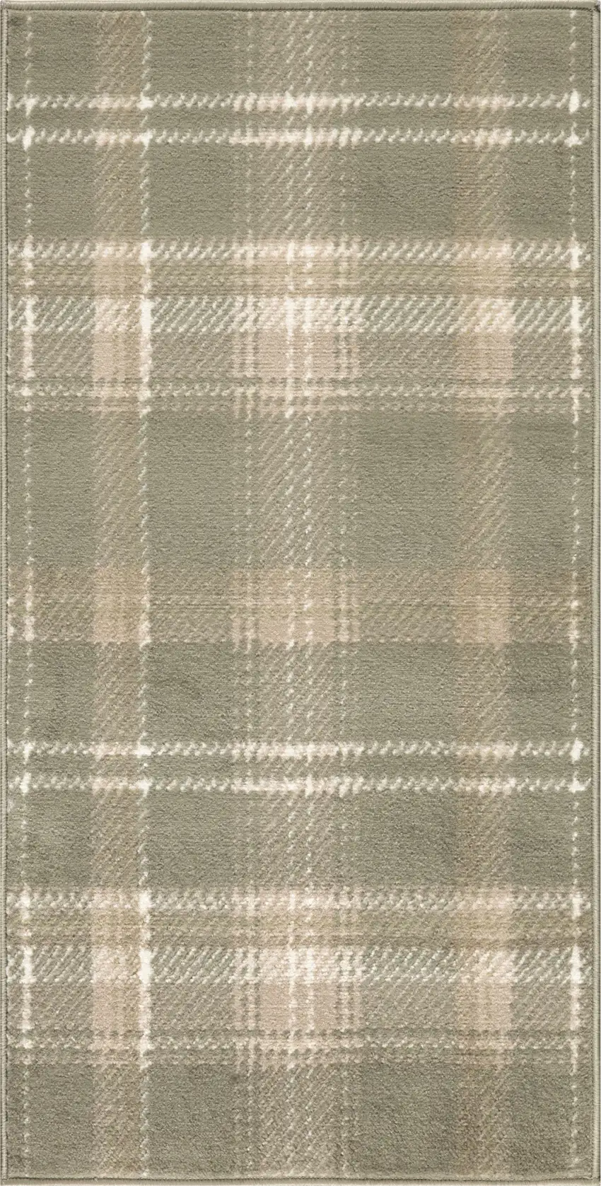 Olive Green and Ivory Plaid Area Rug Photo 2