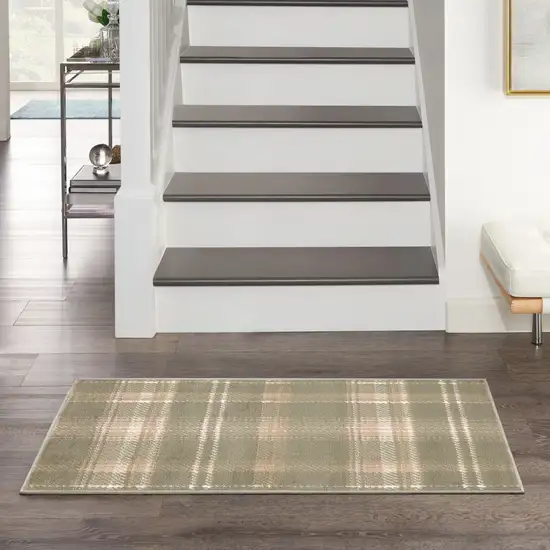 Olive Green and Ivory Plaid Area Rug Photo 4