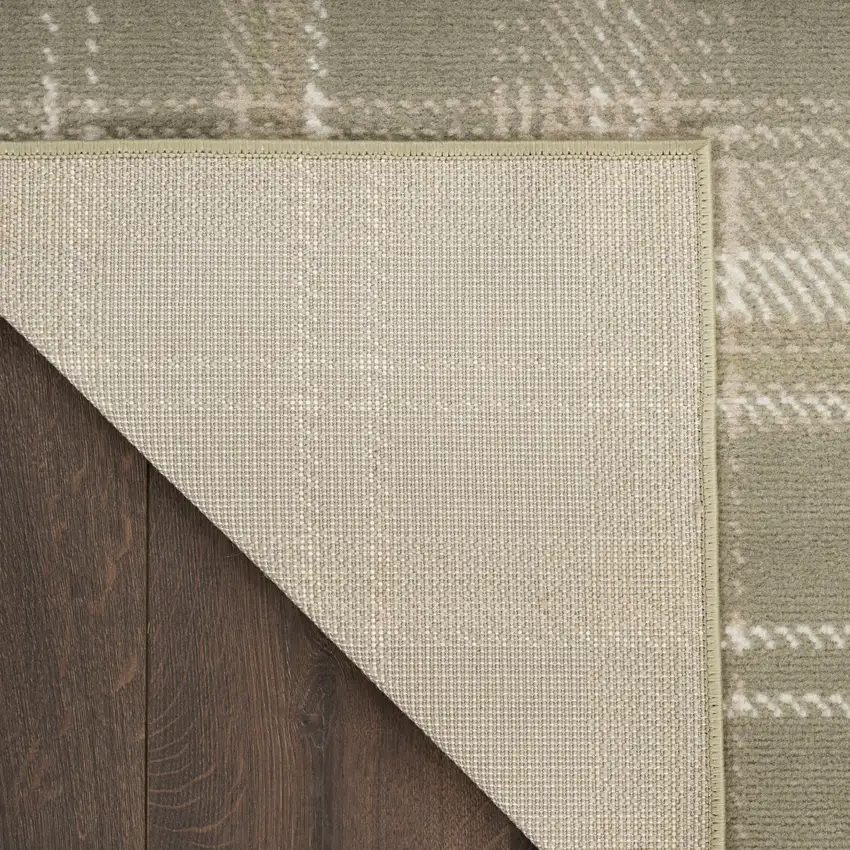 Olive Green and Ivory Plaid Area Rug Photo 9