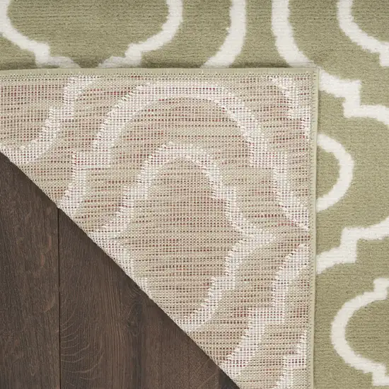 Olive Green and Ivory Trellis Non Skid Area Rug Photo 9