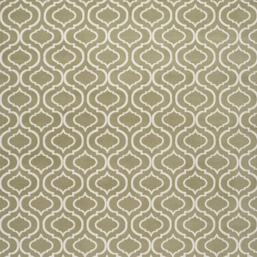 Olive Green and Ivory Trellis Non Skid Area Rug Photo 6